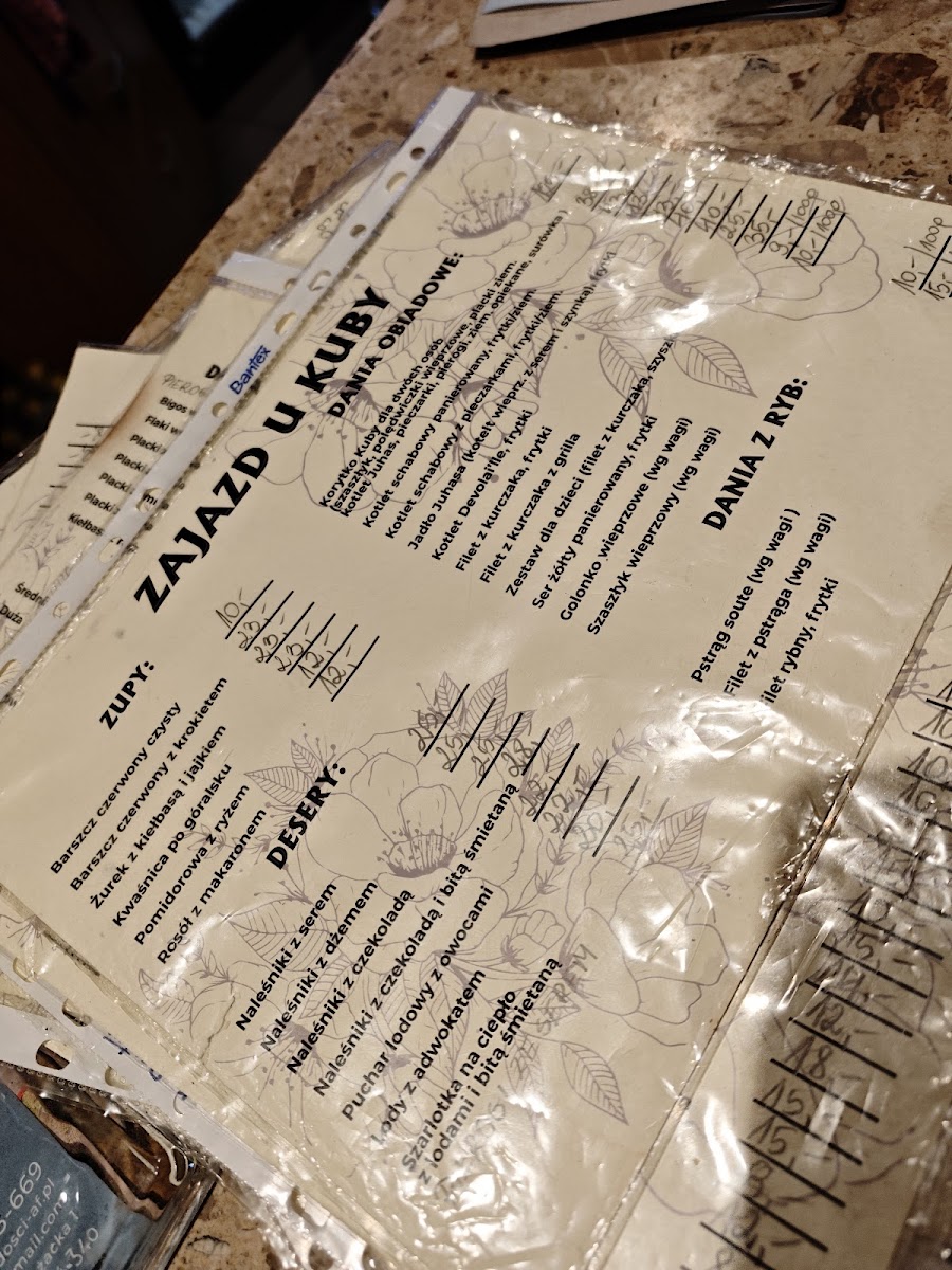 Menu Zajazd U Kuby-2