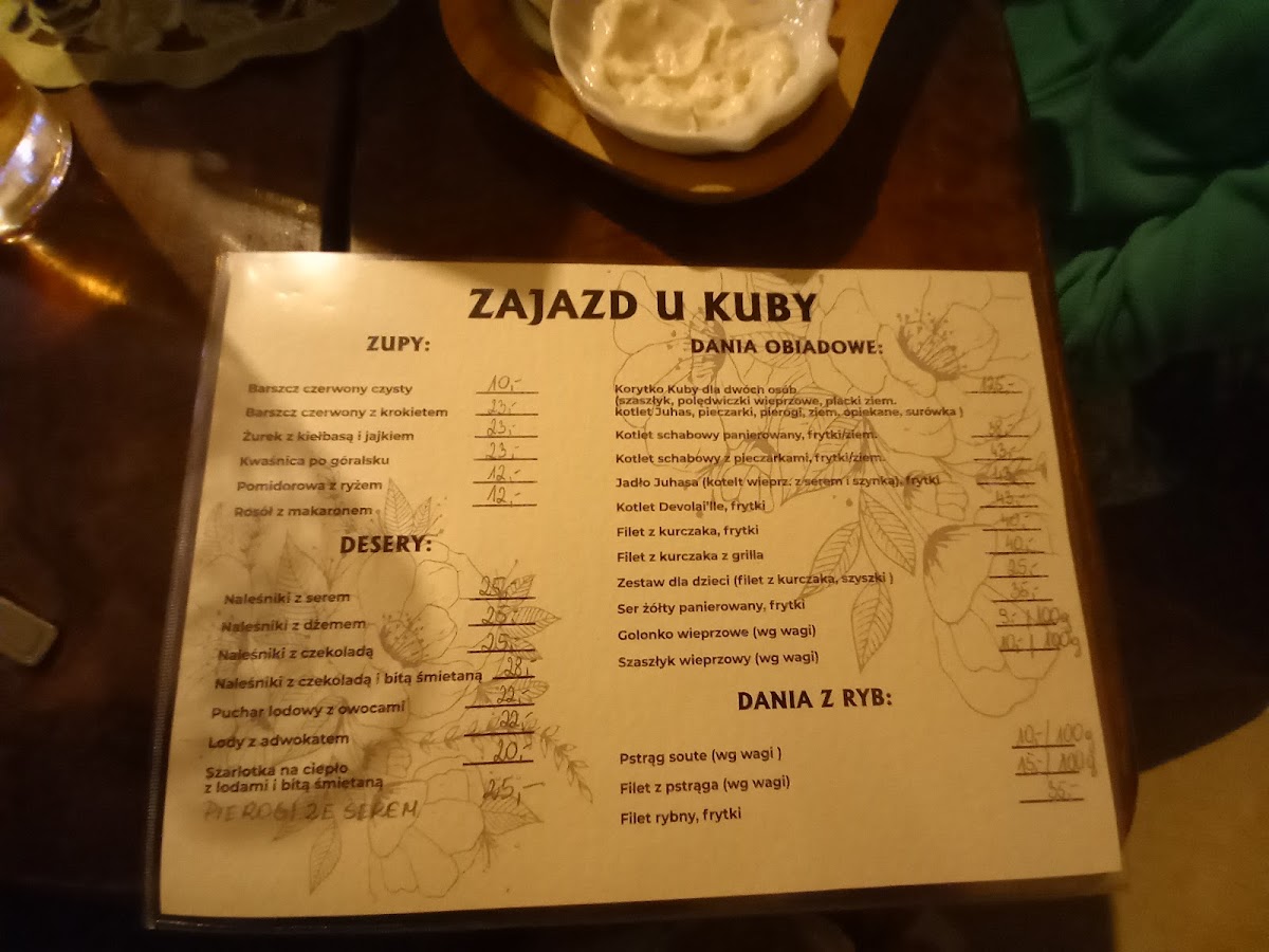 Menu Zajazd U Kuby-3